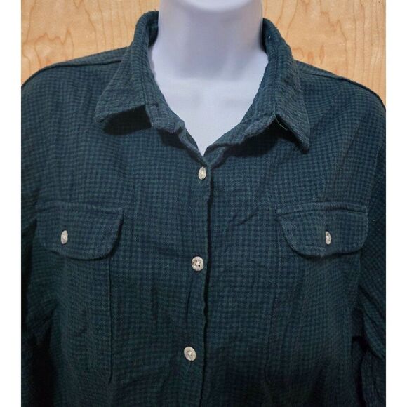 VTG L.L. Bean Womens Blue Plaid Flannel Button-Up Long-Sleeve Shirt Made in USA - Picture 1 of 9